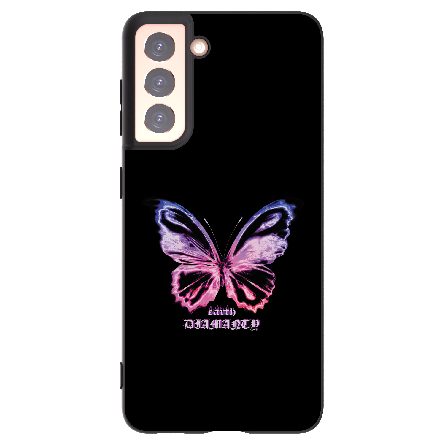 Picasee Samsung Galaxy S21 5G G991B Hülle - Schwarzes Silikon - Diamanty Purple