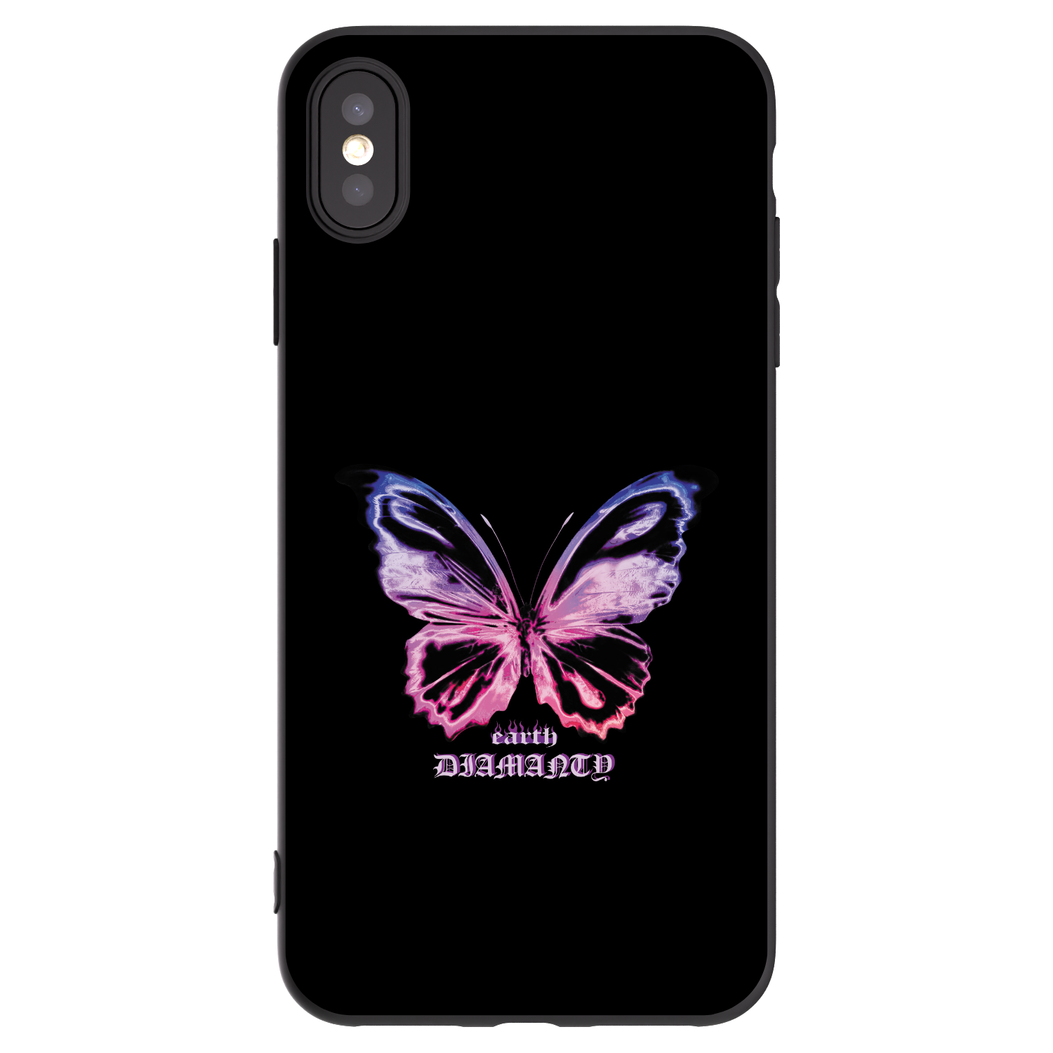 Picasee Apple iPhone XS Max Hülle - Schwarzes Silikon - Diamanty Purple
