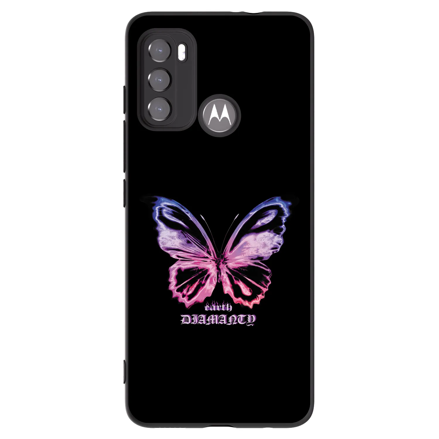 Picasee Motorola Moto G60 Hülle - Schwarzes Silikon - Diamanty Purple