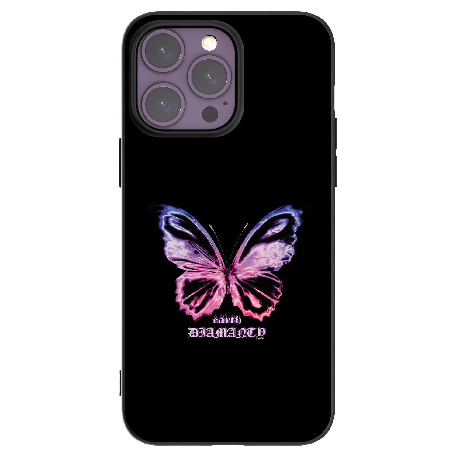 Picasee Apple iPhone 14 Pro Max Hülle - Schwarzes Silikon - Diamanty Purple