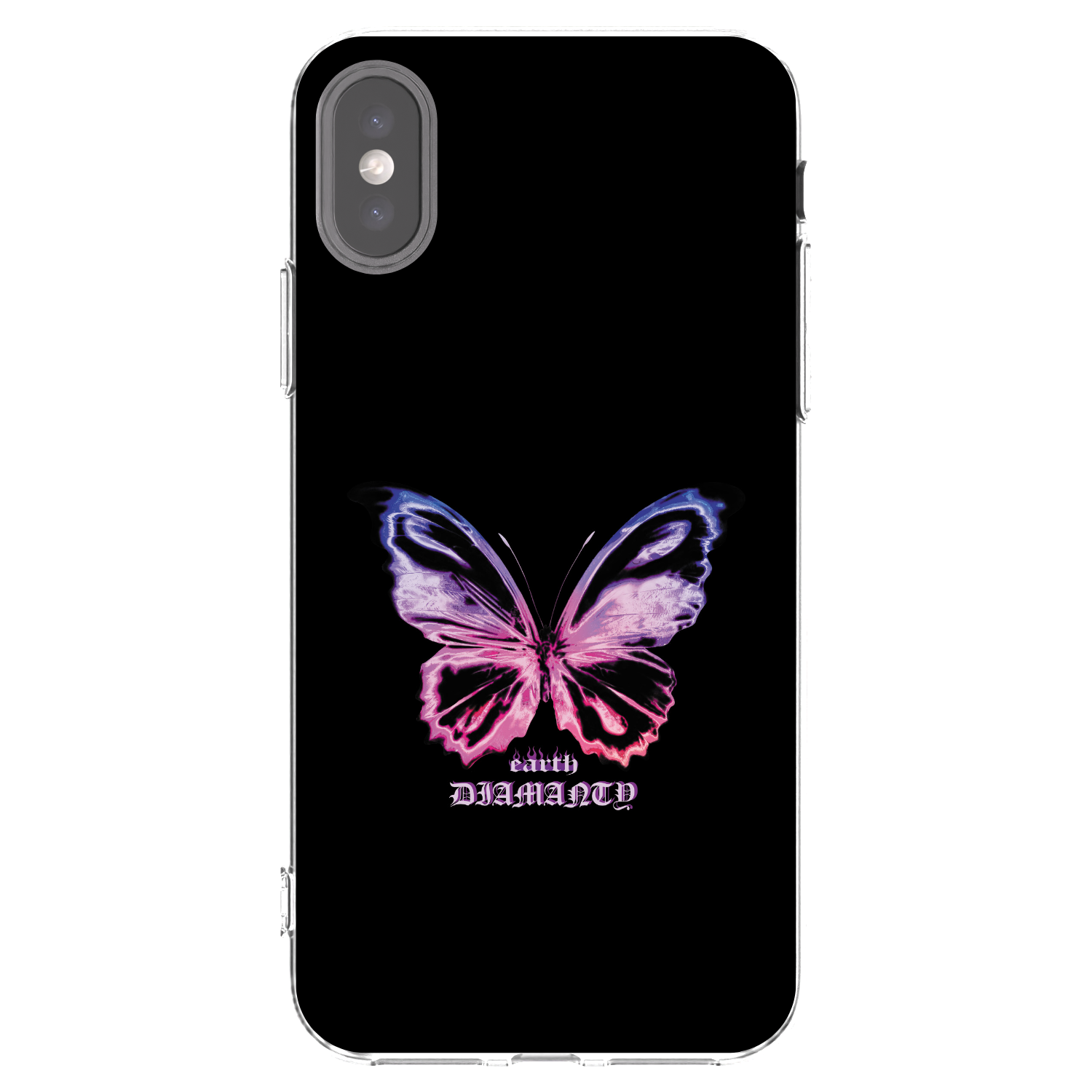 Picasee Apple iPhone X/XS Hülle - Transparentes Silikon - Diamanty Purple
