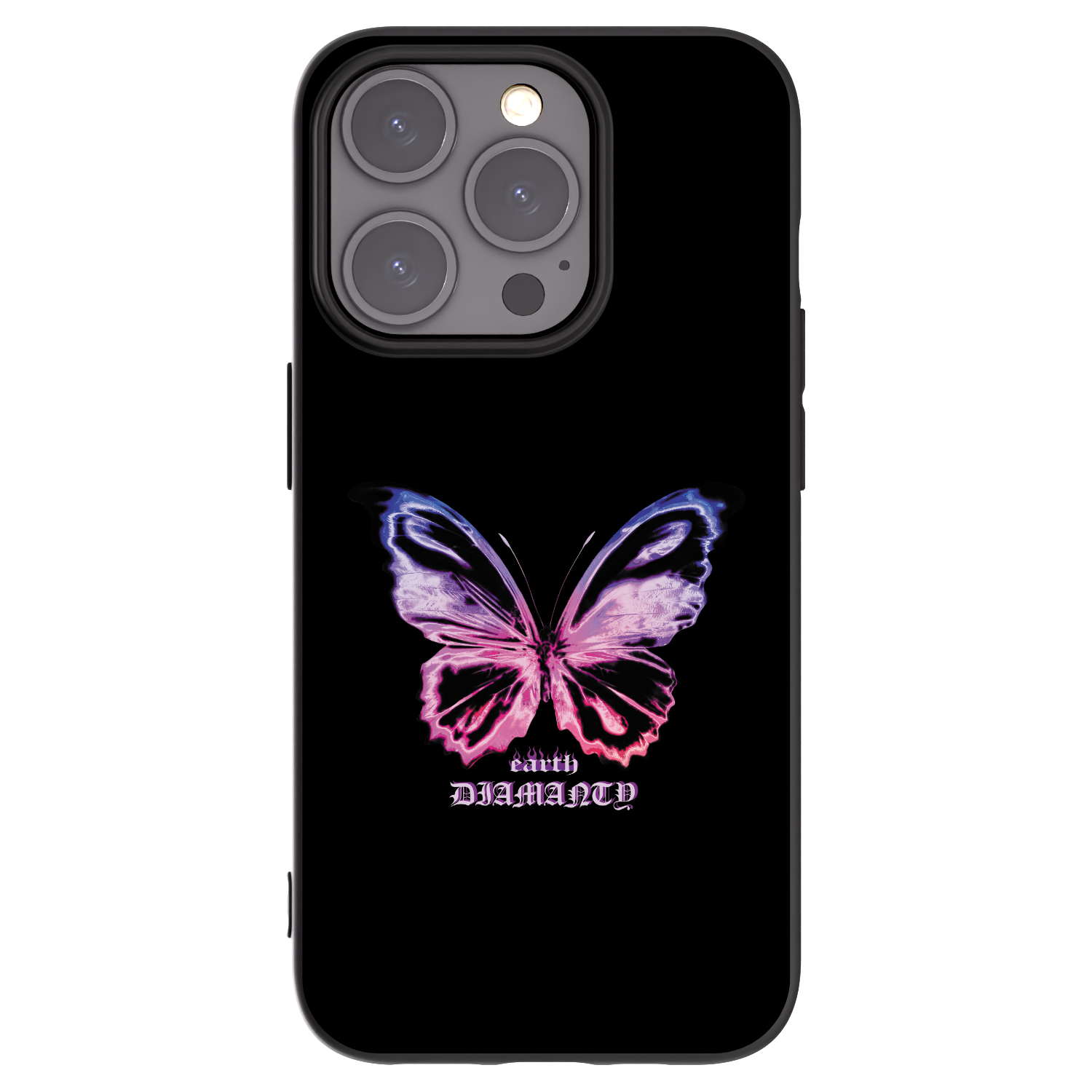 Picasee Apple iPhone 15 Pro Hülle - Schwarzes Silikon - Diamanty Purple