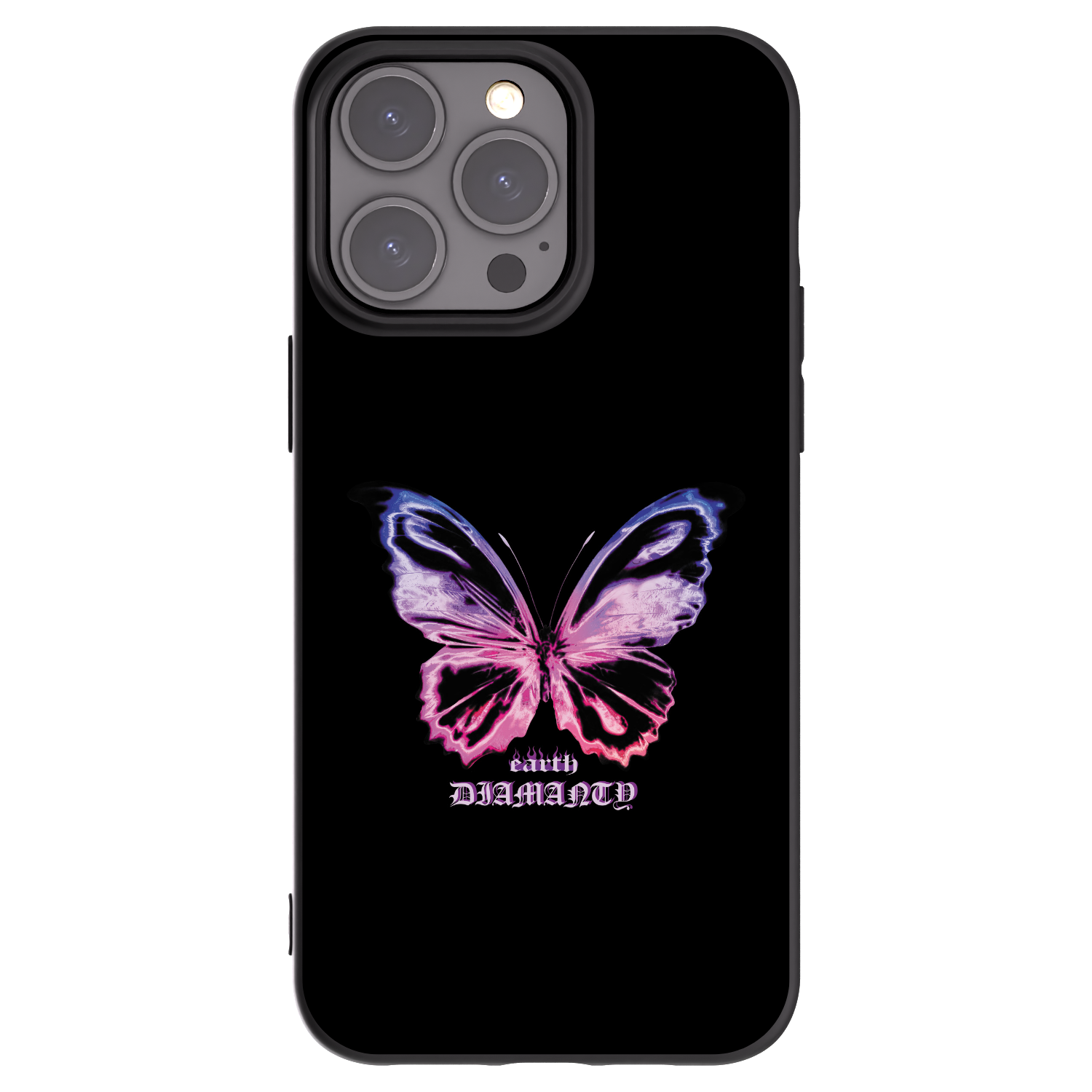 Picasee Apple iPhone 15 Pro Max Hülle - Schwarzes Silikon - Diamanty Purple