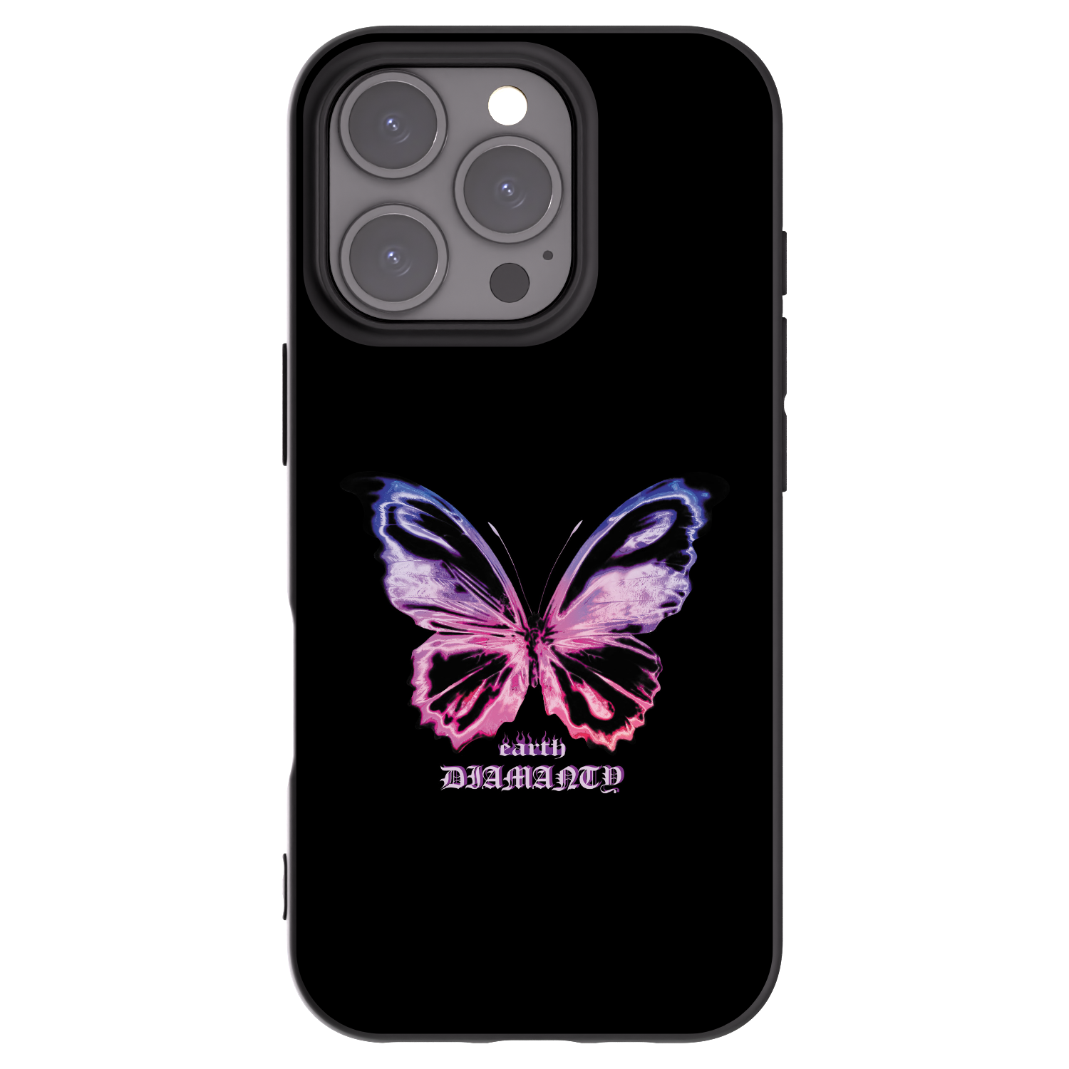 Picasee Apple iPhone 16 Pro Hülle - Schwarzes Silikon - Diamanty Purple