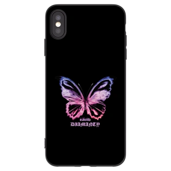 Picasee Apple iPhone XS Max Hülle - Schwarzes Silikon - Diamanty Purple