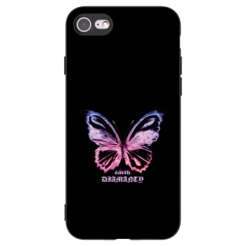 Picasee Apple iPhone SE 2022 Hülle - Schwarzes Silikon - Diamanty Purple