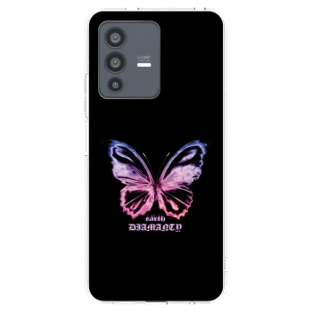 Picasee Vivo V23 5G Hülle - Transparentes Silikon - Diamanty Purple