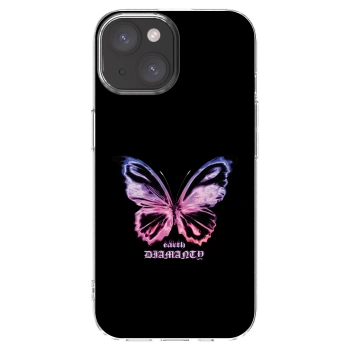 Picasee Apple iPhone 15 Hülle - Transparentes Silikon - Diamanty Purple