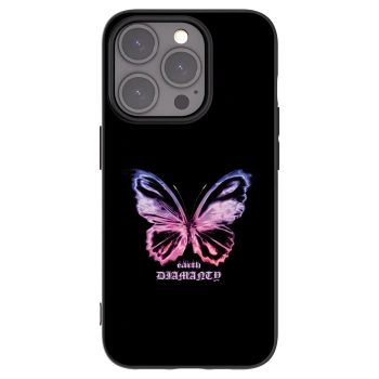 Picasee Apple iPhone 15 Pro Hülle - Schwarzes Silikon - Diamanty Purple