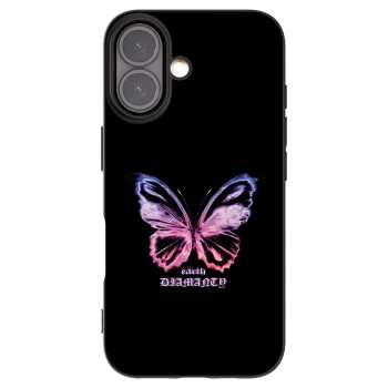 Picasee Apple iPhone 16 Hülle - Schwarzes Silikon - Diamanty Purple