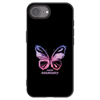 Picasee Apple iPhone 16e Hülle - Schwarzes Silikon - Diamanty Purple