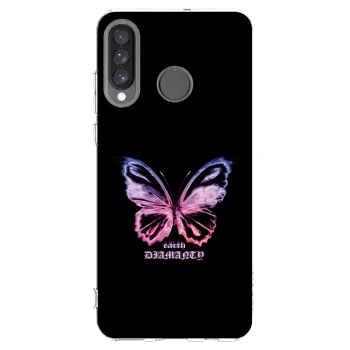 Picasee Huawei P30 Lite Hülle - Transparentes Silikon - Diamanty Purple
