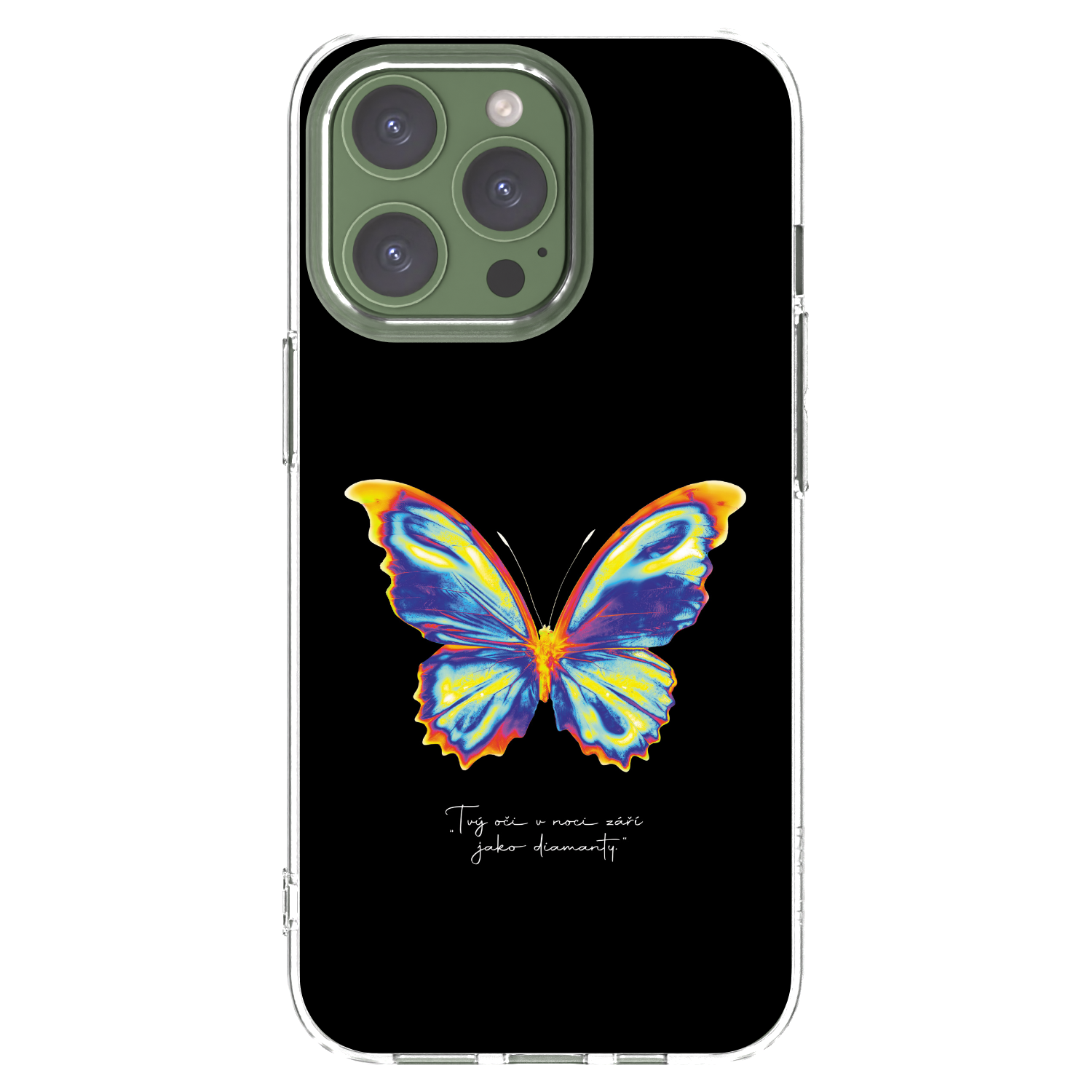 Picasee Apple iPhone 13 Pro Hülle - Transparentes Silikon - Diamanty Black