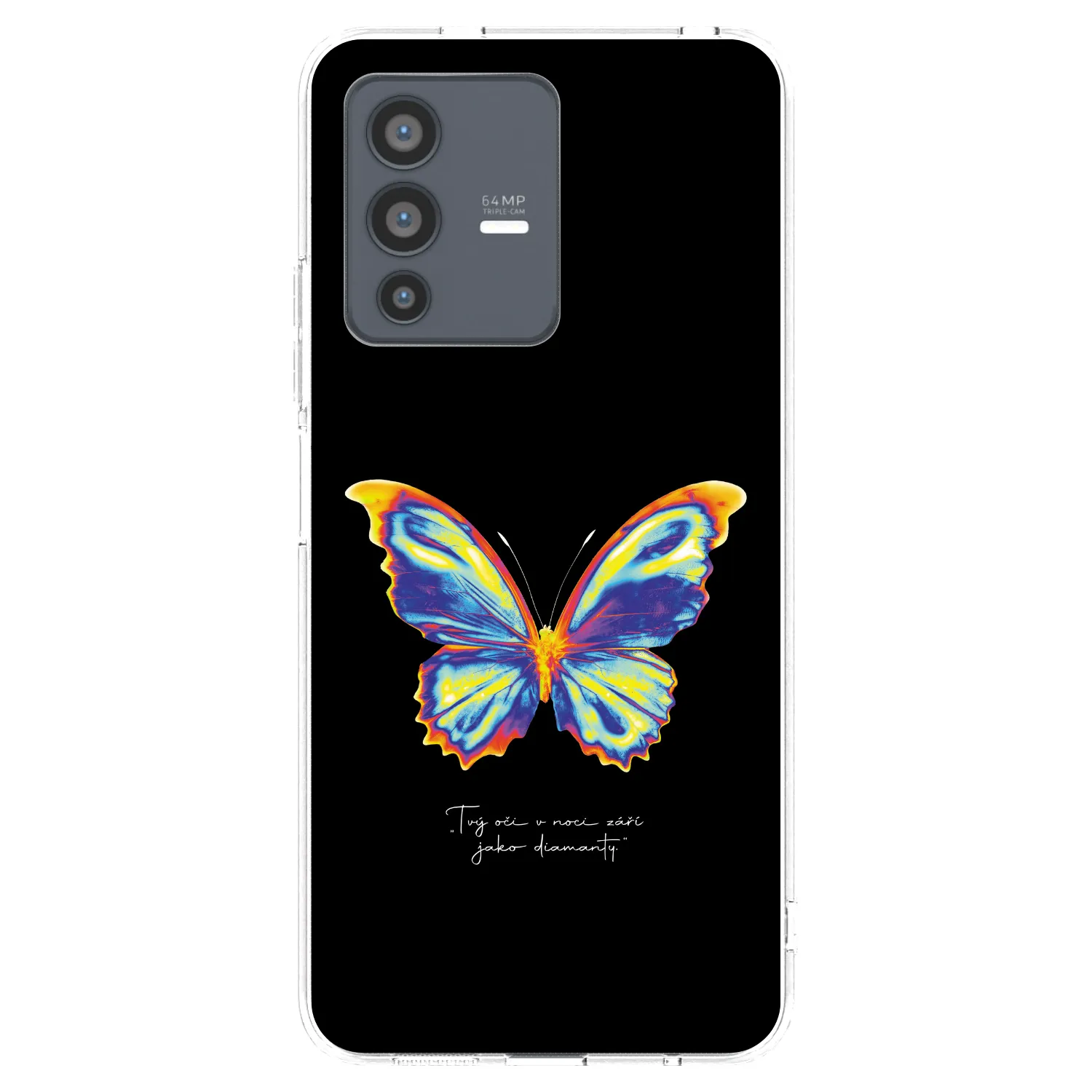Picasee Vivo V23 5G Hülle - Transparentes Silikon - Diamanty Black