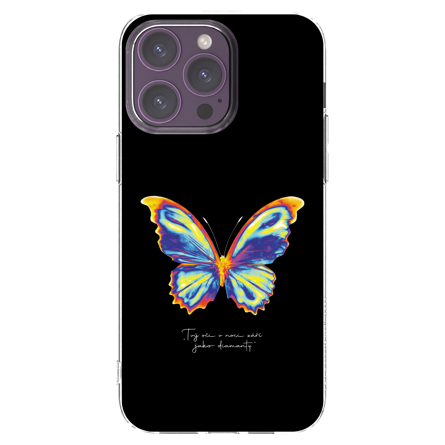 Picasee Apple iPhone 14 Pro Max Hülle - Transparentes Silikon - Diamanty Black