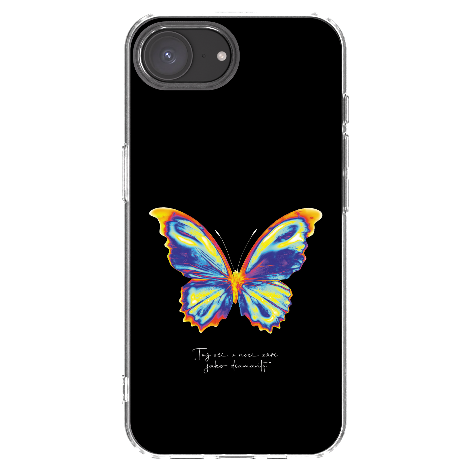 Picasee Apple iPhone 16e Hülle - Transparentes Silikon - Diamanty Black