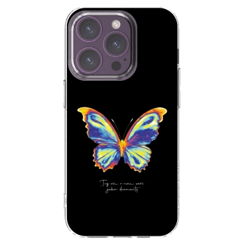 Picasee Apple iPhone 14 Pro Hülle - Transparentes Silikon - Diamanty Black