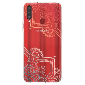 Picasee Samsung Galaxy A20s Hülle - Transparentes Silikon - Blumenmuster