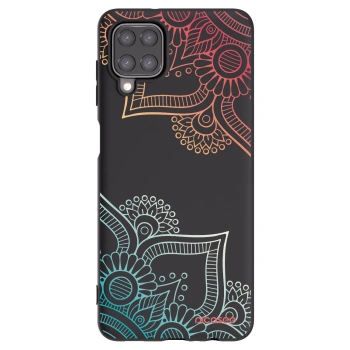 Picasee Samsung Galaxy A12 A125F Hülle - Schwarzes Silikon - Blumenmuster
