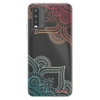 Picasee Xiaomi Redmi 9T Hülle - Schwarzes Silikon - Blumenmuster