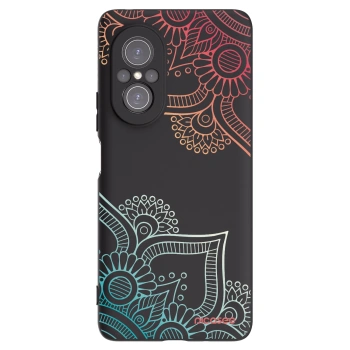 Picasee Huawei Nova 9 SE Hülle - Schwarzes Silikon - Blumenmuster