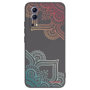 Picasee Vivo Y52 5G Hülle - Schwarzes Silikon - Blumenmuster