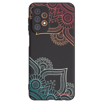 Picasee Samsung Galaxy A23 A235F 4G Hülle - Schwarzes Silikon - Blumenmuster