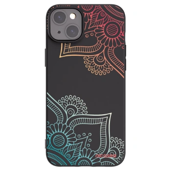 Picasee Apple iPhone 15 Plus Hülle - Schwarzes Silikon - Blumenmuster