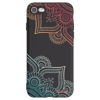 Picasee Apple iPhone 7 Hülle - Schwarzes Silikon - Blumenmuster