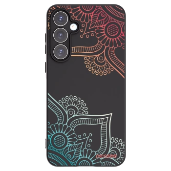 Picasee Samsung Galaxy A55 5G A556B Hülle - Schwarzes Silikon - Blumenmuster