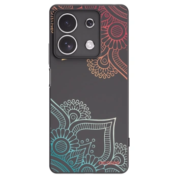 Picasee Xiaomi Redmi Note 13 4G Hülle - Schwarzes Silikon - Blumenmuster