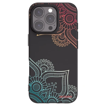Picasee Apple iPhone 16 Pro Hülle - Schwarzes Silikon - Blumenmuster