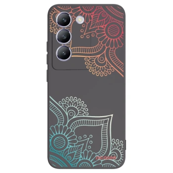 Picasee Vivo V40 SE 5G Hülle - Schwarzes Silikon - Blumenmuster