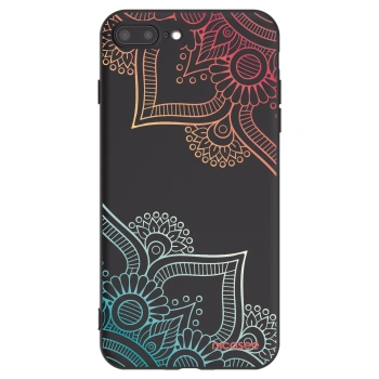 Picasee Apple iPhone 8 Plus Hülle - Schwarzes Silikon - Blumenmuster