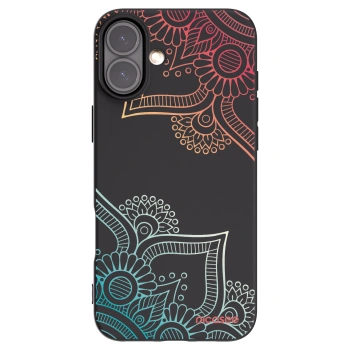 Picasee Apple iPhone 16 Plus Hülle - Schwarzes Silikon - Blumenmuster