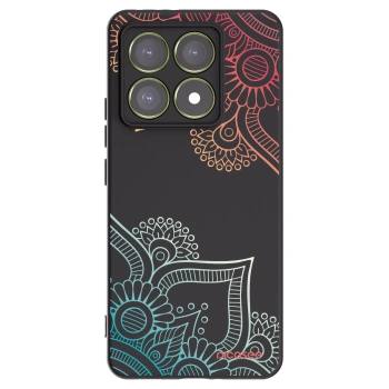 Picasee Xiaomi 14T Hülle - Schwarzes Silikon - Blumenmuster