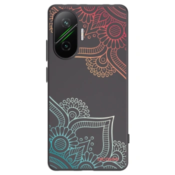 Picasee Xiaomi Poco F7 5G Hülle - Schwarzes Silikon - Blumenmuster