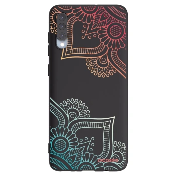 Picasee Samsung Galaxy A70 A705F Hülle - Schwarzes Silikon - Blumenmuster