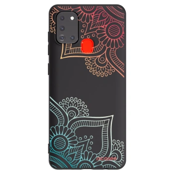 Picasee Samsung Galaxy A21s Hülle - Schwarzes Silikon - Blumenmuster