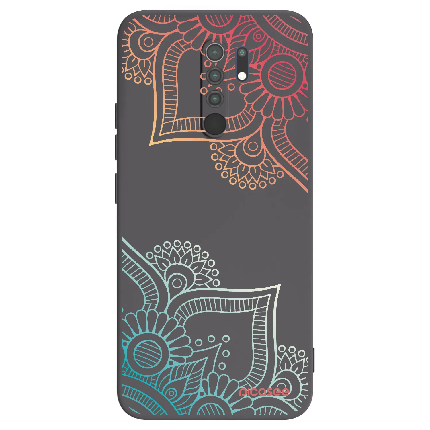 Picasee Xiaomi Redmi 9 Hülle - Schwarzes Silikon - Blumenmuster