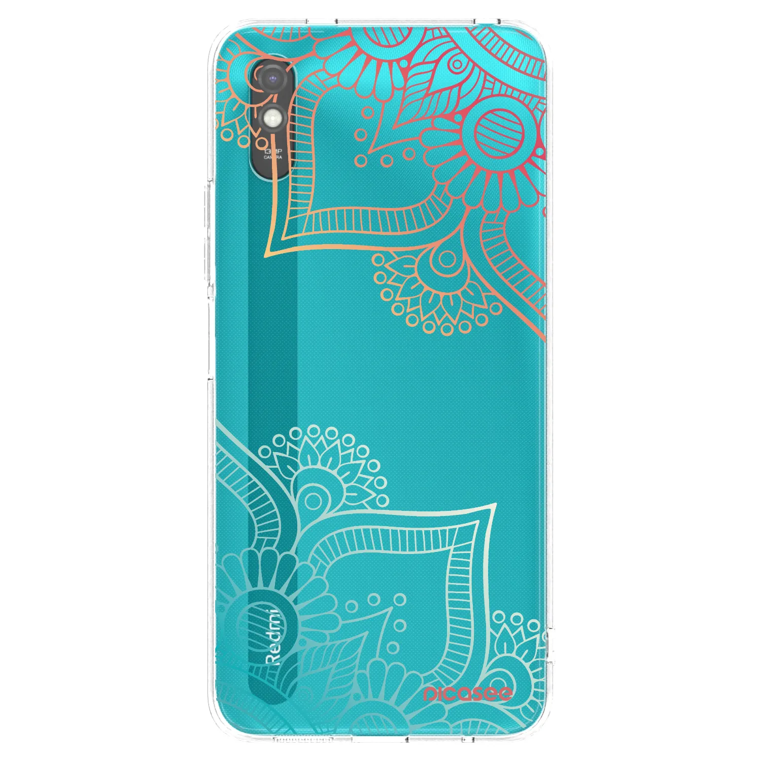 Picasee Xiaomi Redmi 9A Hülle - Schwarzes Silikon - Blumenmuster