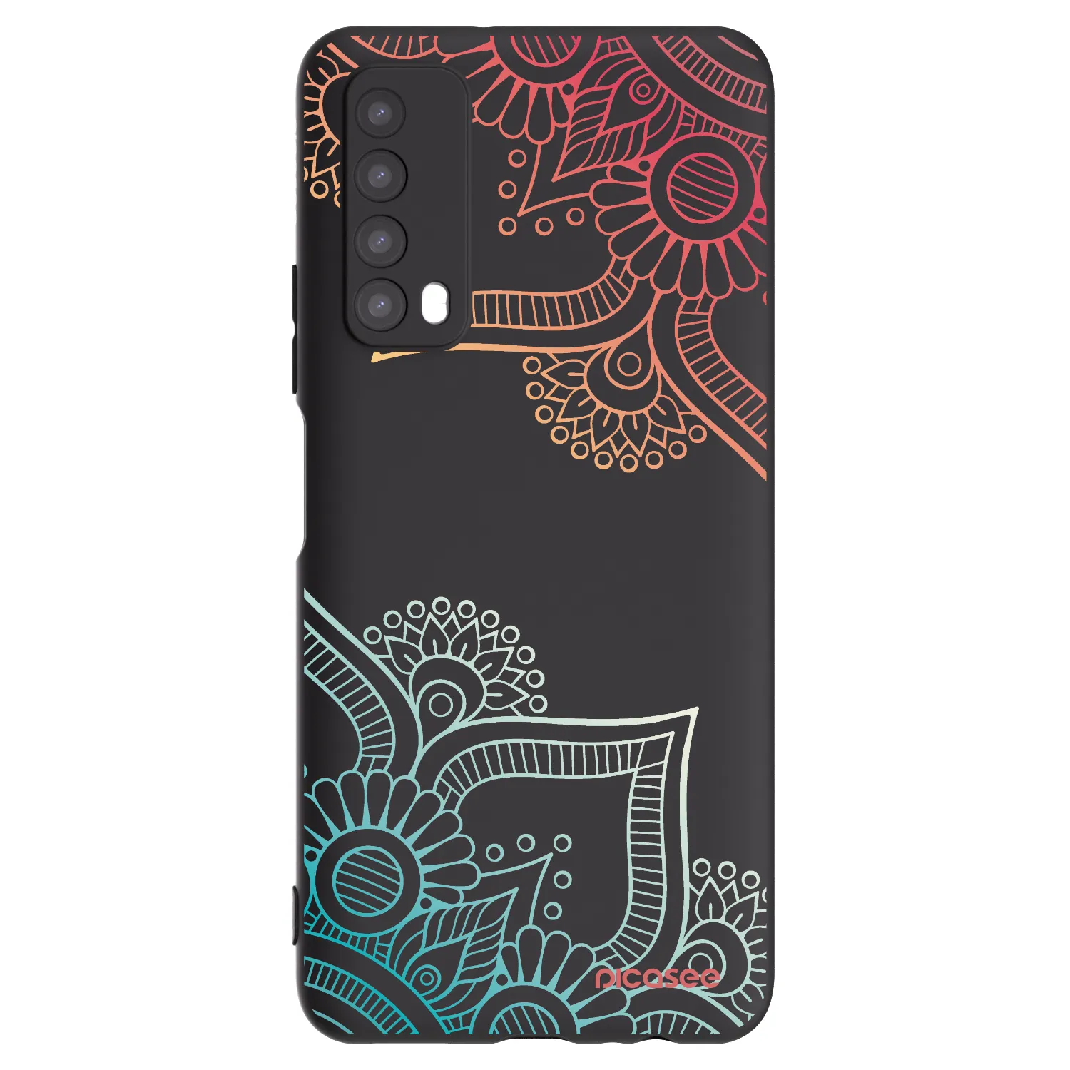Picasee Huawei P Smart 2021 Hülle - Schwarzes Silikon - Blumenmuster