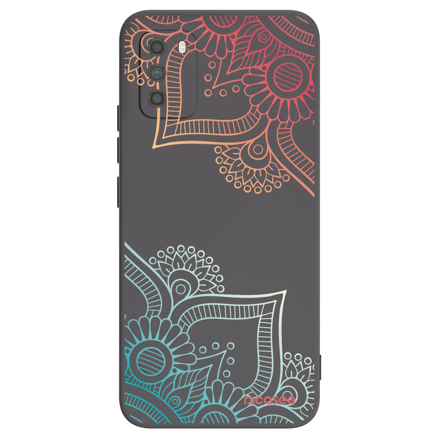 Picasee Xiaomi Poco M3 Hülle - Schwarzes Silikon - Blumenmuster