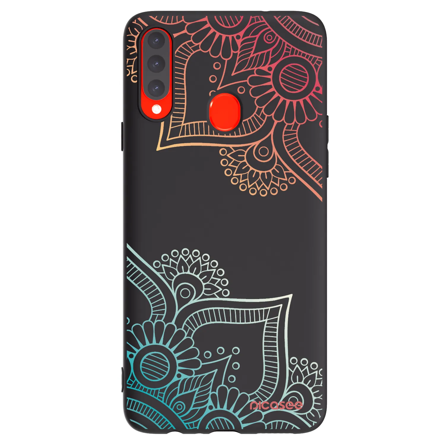 Picasee Samsung Galaxy A20s Hülle - Schwarzes Silikon - Blumenmuster