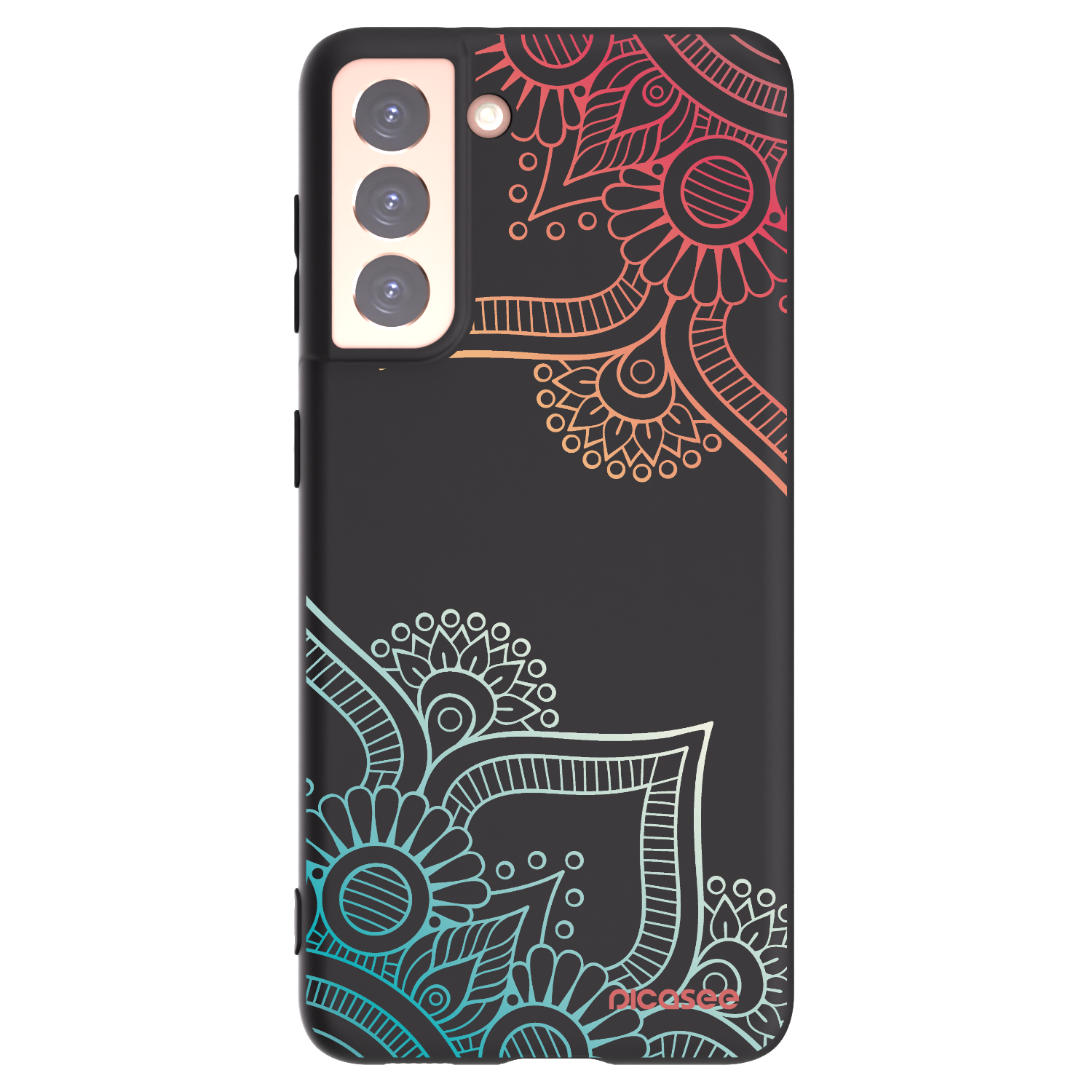 Picasee Samsung Galaxy S21 5G G991B Hülle - Schwarzes Silikon - Blumenmuster