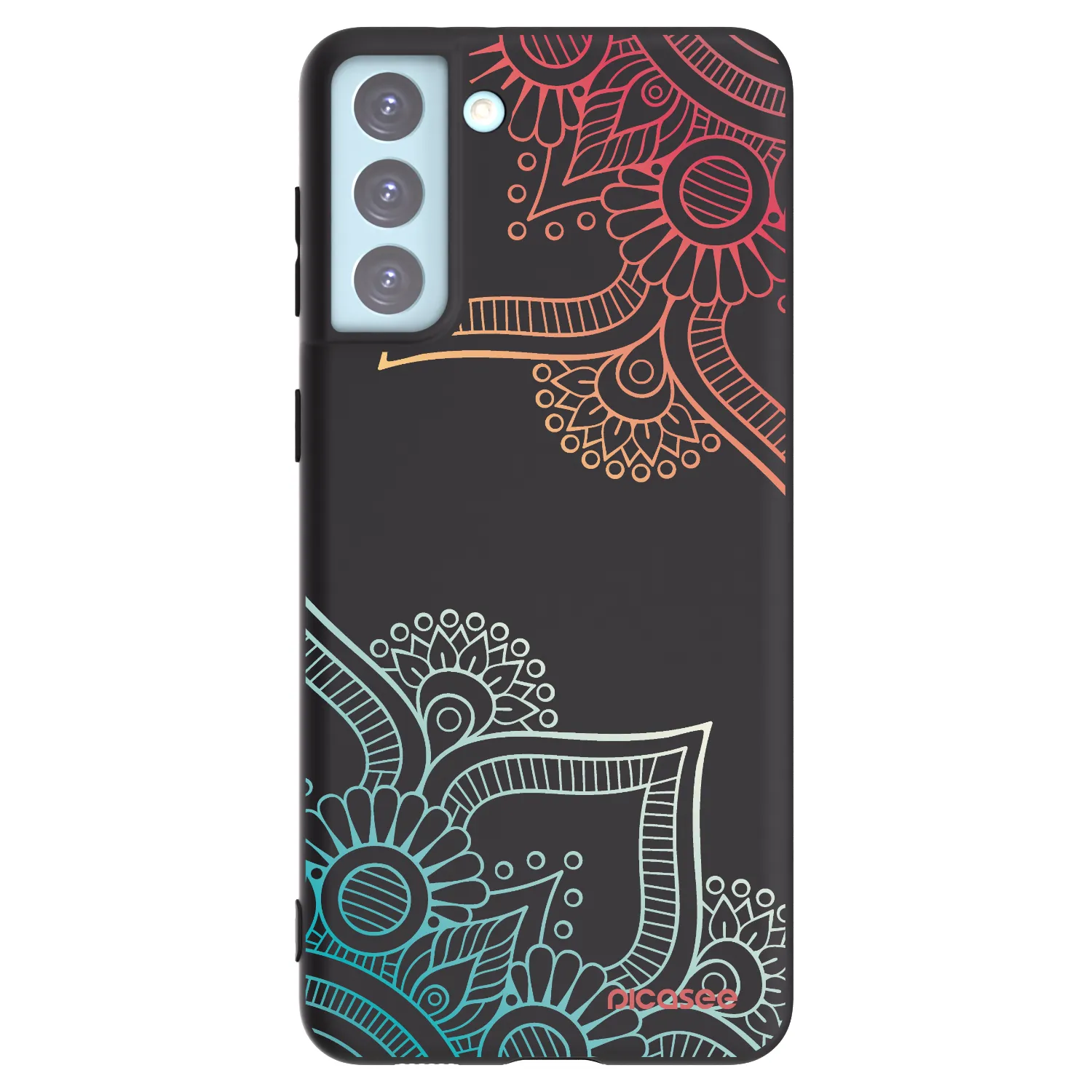 Picasee Samsung Galaxy S21+ 5G G996F Hülle - Schwarzes Silikon - Blumenmuster