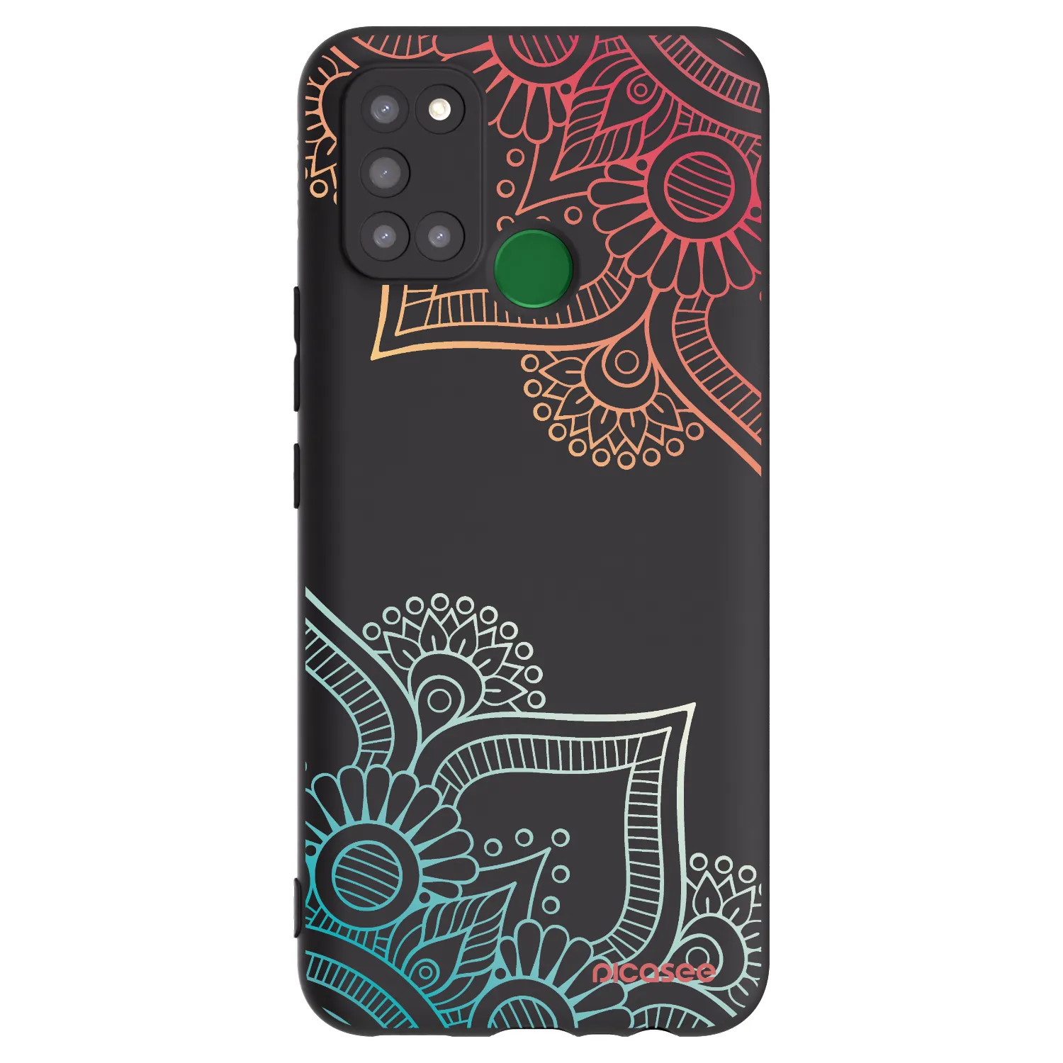 Picasee Realme 7i Hülle - Schwarzes Silikon - Blumenmuster