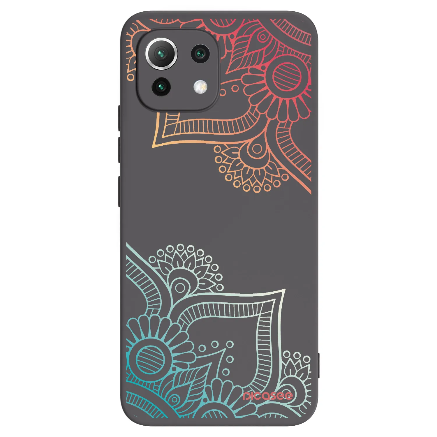 Picasee Xiaomi Mi 11 Lite Hülle - Schwarzes Silikon - Blumenmuster