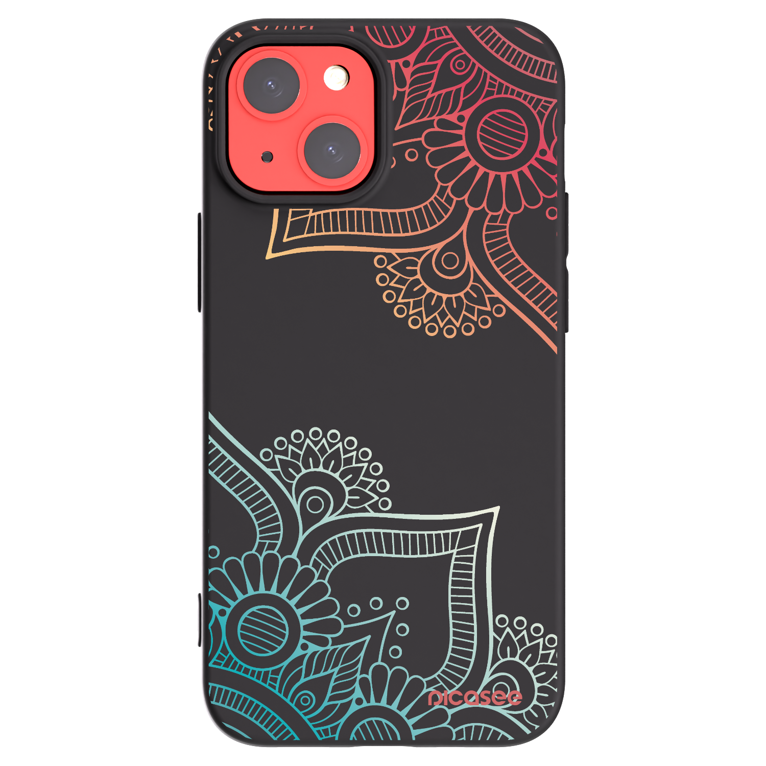 Picasee Apple iPhone 13 mini Hülle - Schwarzes Silikon - Blumenmuster
