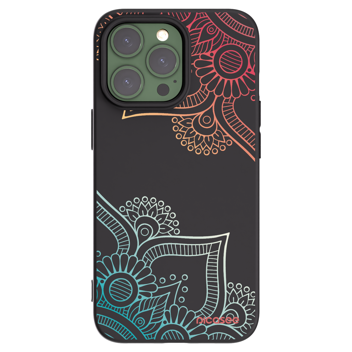 Picasee Apple iPhone 13 Pro Hülle - Schwarzes Silikon - Blumenmuster